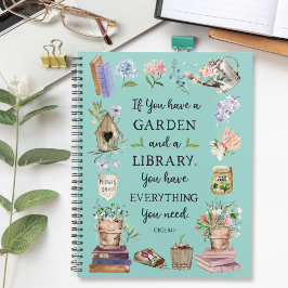 Gardening and Library Quote Floral Graden Notizbuch