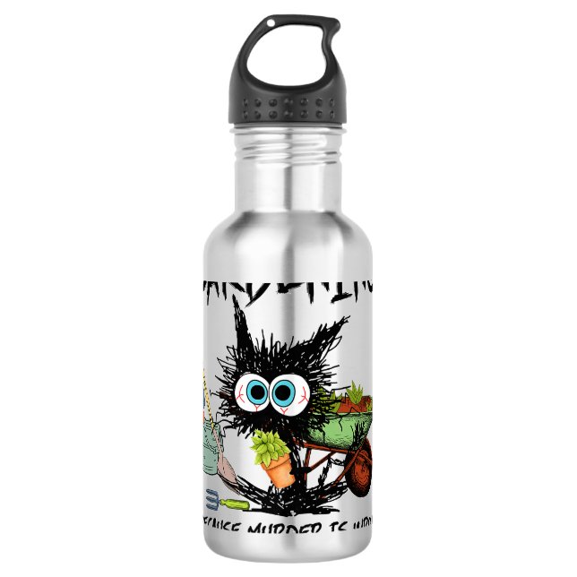 Gardening Because Murder Is Wrong Funny Cat Garden Edelstahlflasche (Vorderseite)