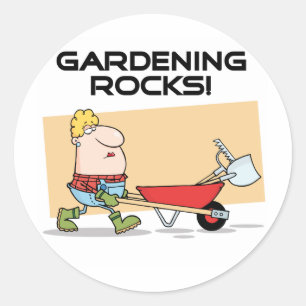 Gardening Rocks T-Shirts and Ohrs Runder Aufkleber