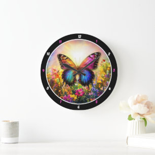 Garden's Embrace" - Lebhafter Schmetterling Große Wanduhr