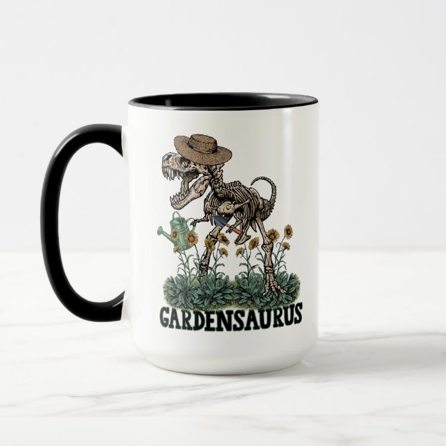 Gardensaurus Funny T-Rex Skelett im Garten Tasse (Links)