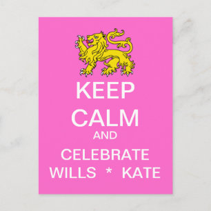 GARDER CALME Célébrer Wills Kate Carte Postale (Ro