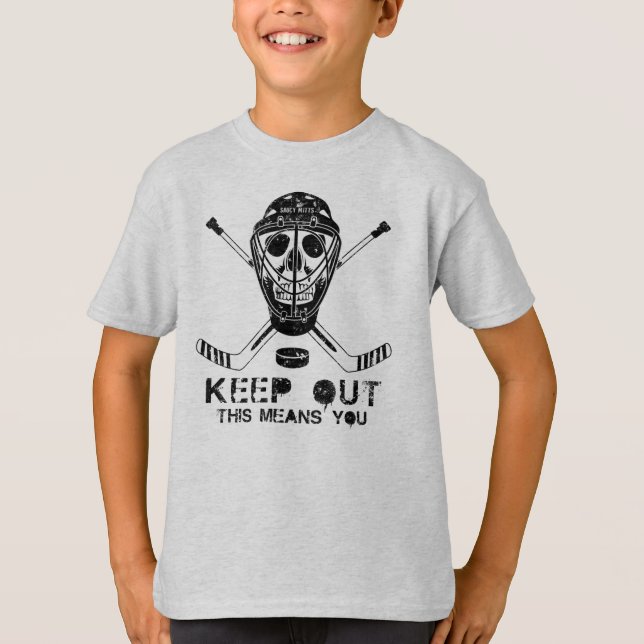 Garder hors Hockey Goalie Skull Youth T-shirt (Devant)