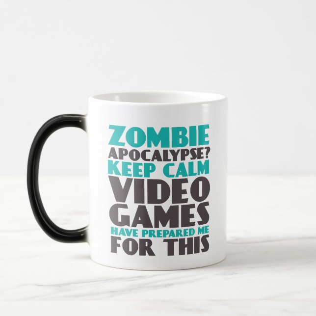 Garder le calme Zombie Apocalypse Gamers Drôle Mug (Gauche)