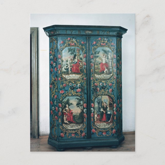 Garderobe mit Szenen der vier Postkarte (Vorderseite)