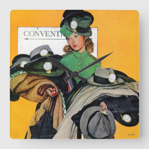 Garderobiere Quadratische Wanduhr