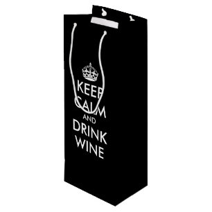 Gardez calme et boire du vin drôle noir sac cadeau