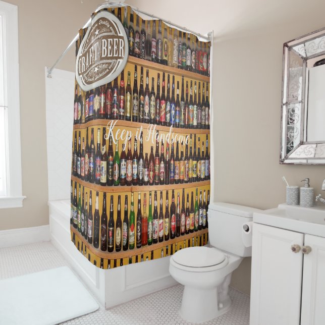 Gardez-la belle bière de rideau de douche (En situation)