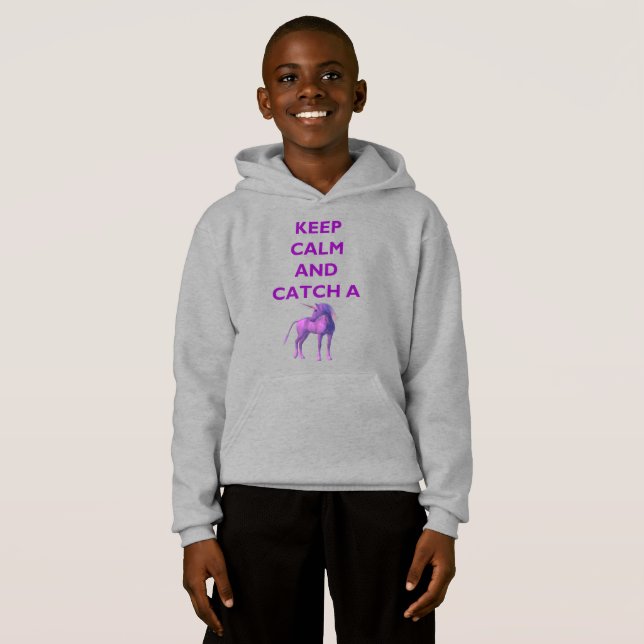 Gardez le calme et attrapez un Sweat - shirt à cap (Devant entier)