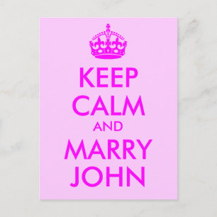 Gardez le calme et la carte postale Marry John