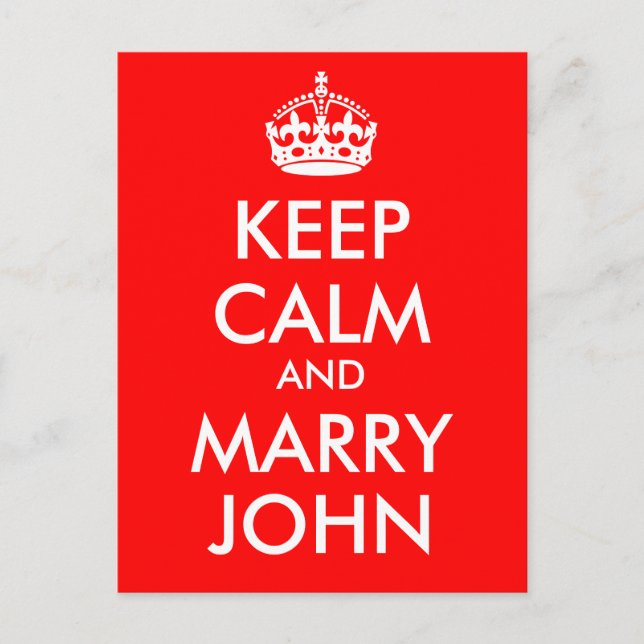 Gardez le calme et la carte postale Marry John (Devant)