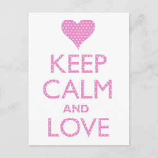 Gardez le calme et l'amour Pois rose carte postale