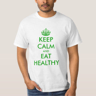 Gardez le calme et mangez le T-shirt sain de mode
