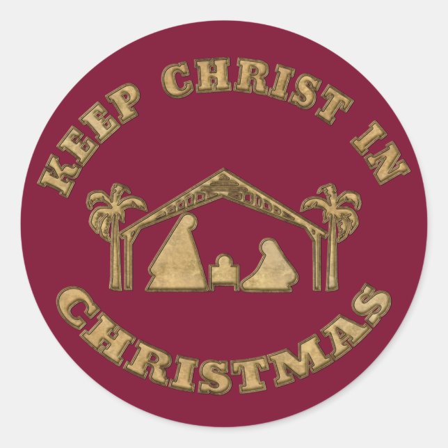 Gardez le Christ dans les stickers ronds de Noël (Devant)