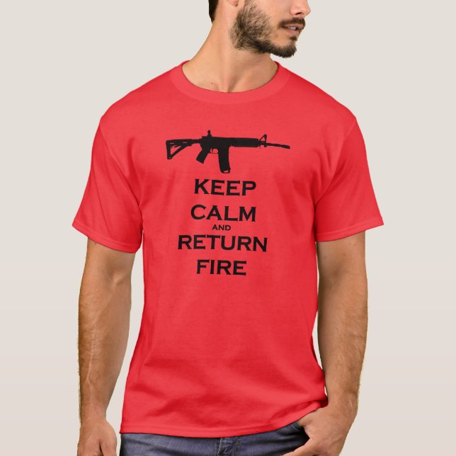 Gardez le T-shirt calme et de retour du feu (Devant)