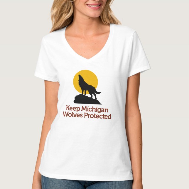 Gardez le T-shirt protégé par loups du Michigan : (Devant)
