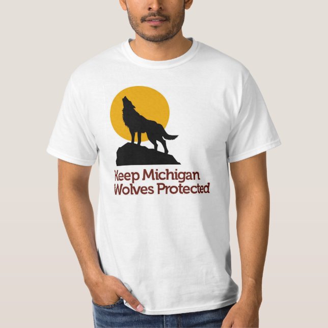 Gardez le T-shirt protégé par loups du Michigan (Devant)