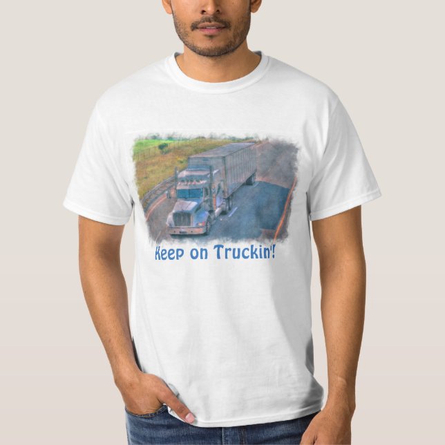 "Gardez sur le T-shirt de chauffeur de camion de (Devant)