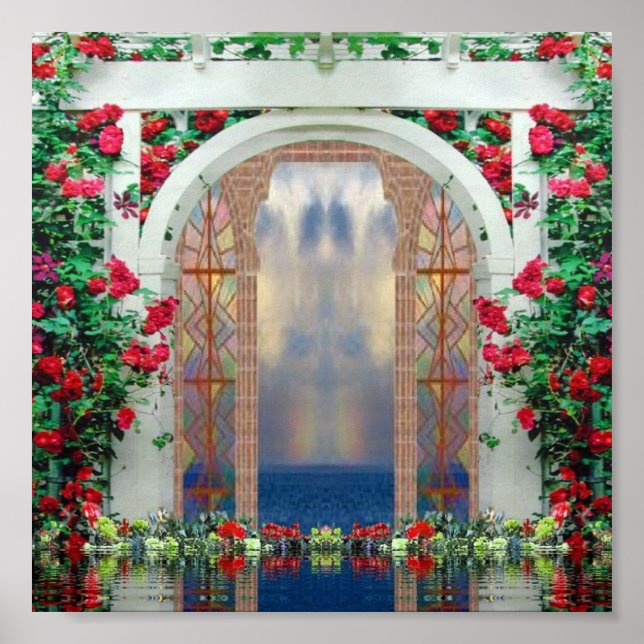 Gardinenposter für verzauberte Rose Poster (Vorne)