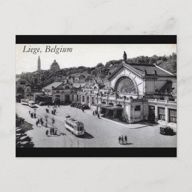 Gare des Guillemins, Liege Belgien Vintag Postkarte (Vorderseite)