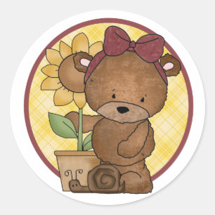 Garening Teddy Bear v4 Runder Aufkleber