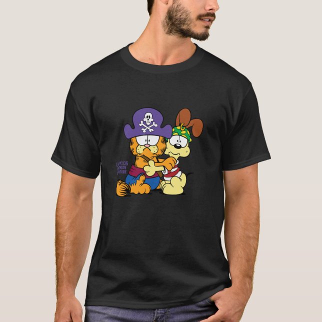 Garfield Pirate Garfield und Odie Scared T-Shirt (Vorderseite)