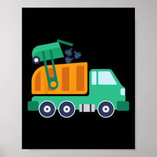 Garge Truck Abfall Gerecycelt Müllsammler Erde Da Poster