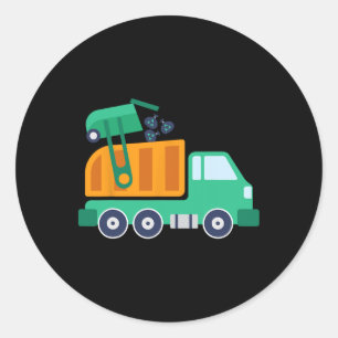 Garge Truck Abfall Gerecycelt Müllsammler Erde Da Runder Aufkleber