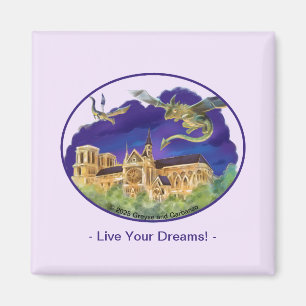 Gargouille Notre Dame -Paris Rêves Carré Magnet 2"