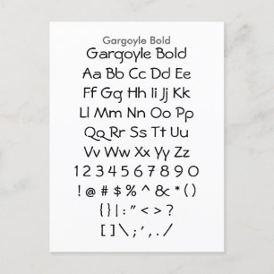 Gargoyle Bold - Zazzle Schriftart Sampler Sheet Postkarte