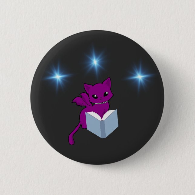 Gargoyle Cat/ Winged Cat Reading Button (Vorderseite)