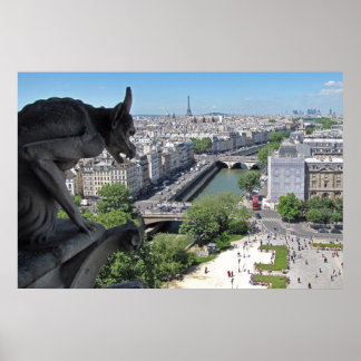 Gargoyle der Notre-Dame Uhren über Paris Poster