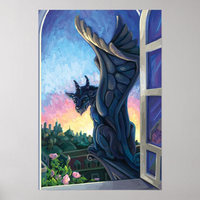 Gargoyle Guardian Fantasy Art Poster (Vorne)