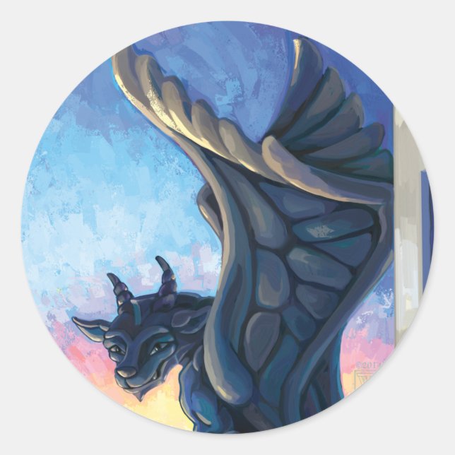 Gargoyle Guardian Runder Aufkleber (Vorderseite)