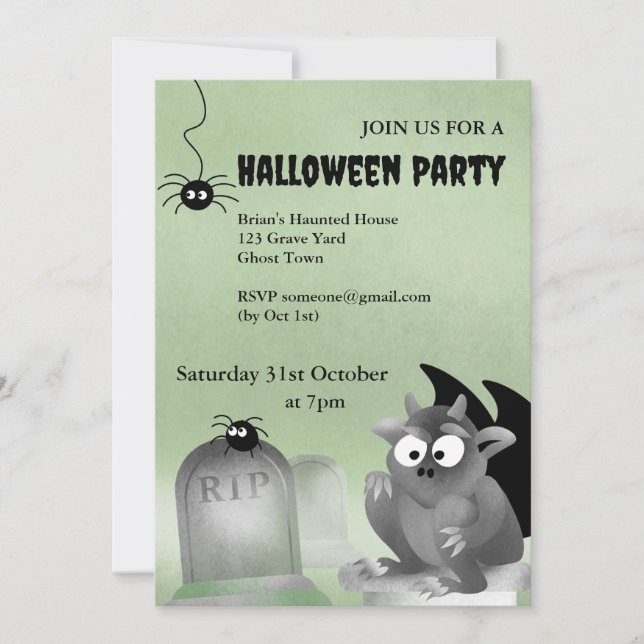 Gargoyle Halloween Party Invitation Einladung (Vorderseite)