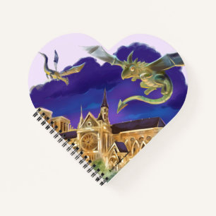 Gargoyle Notre Dame - Paris Herz Notizbuch 