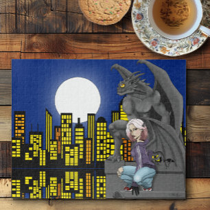 Gargoyle-Stadtlandschaft in urbaner Fantasy