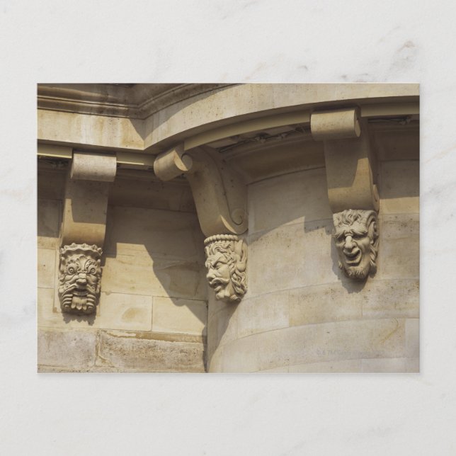 Gargoyles auf der Brücke Pont Neuf in Paris, Frank Postkarte (Vorderseite)