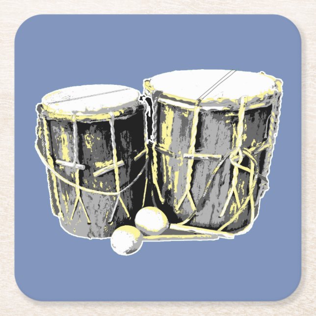 Garifuna Trommel-Untersetzer Rechteckiger Pappuntersetzer (Vorderseite)
