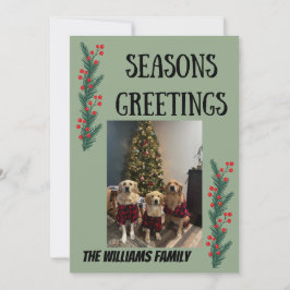 Garland and Berries Happy Holidays Card Feiertagskarte