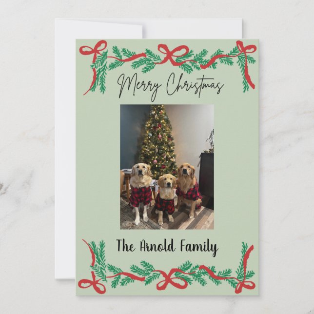Garland and Bows Christmas Card Einladung (Vorderseite)