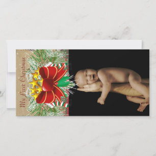 Garland & Bows My 1st Christmas Baby Carte photo