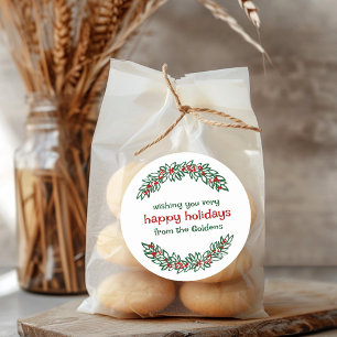 Garland CUSTOM Weihnachtsfeiertag Doodle Wreath Runder Aufkleber