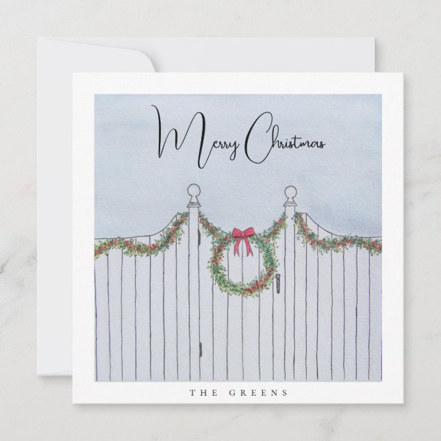 Garland Fence Holiday Card Feiertagskarte (Vorderseite)