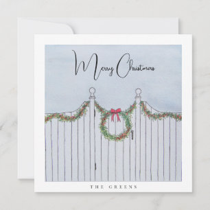 Garland Fence Holiday Card Feiertagskarte