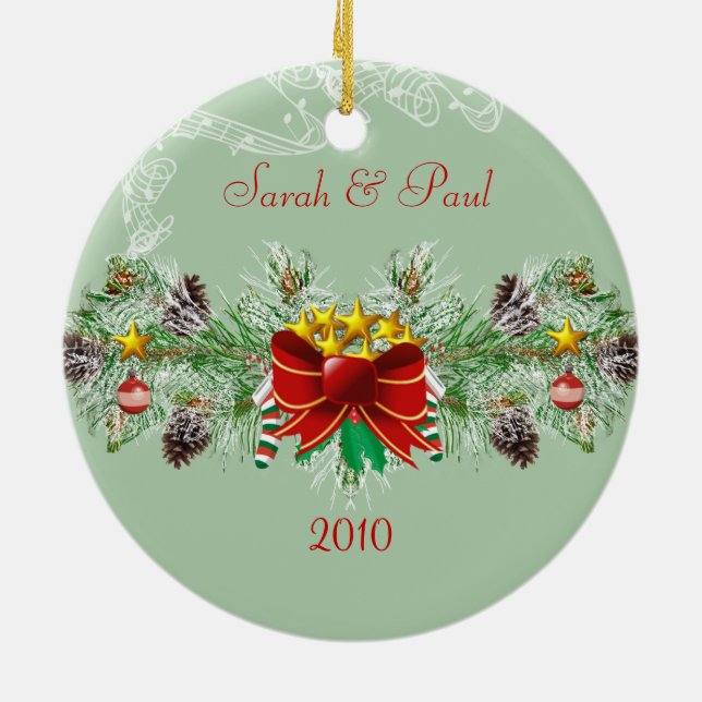 Garland & Pinecones Foto Keramikornament (Hinten)