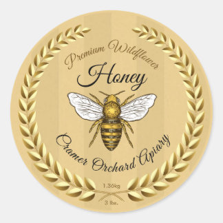 Garland und Golden Stripes Honey Bee Runder Aufkleber