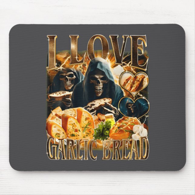 Garlic Bread Food Lover Funny Skeleton Meme Humor  Mousepad (Vorne)
