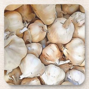 Garlic Bulbs Artistic Black Outline Art Getränkeuntersetzer