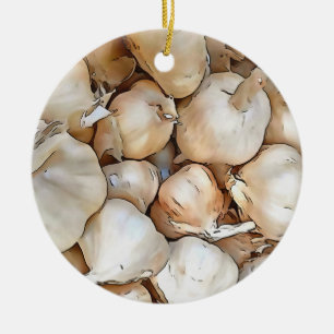 Garlic Bulbs Artistic Black Outline Art Keramik Ornament